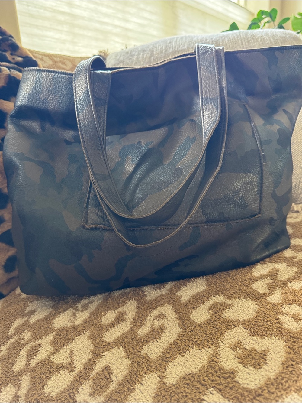 Lynn Tallerico Everyday Camo Tote Bag in Dark Green/Black
